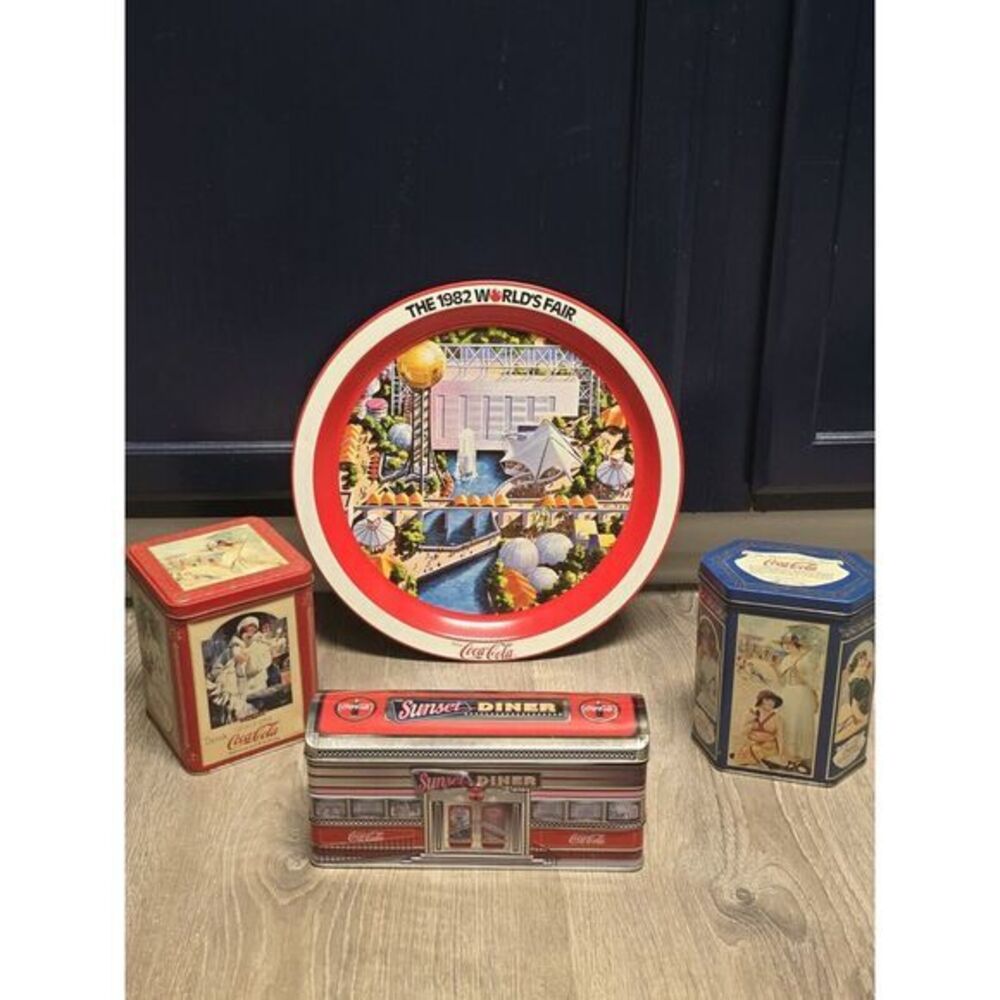 Coca-Cola Collectible Tins & 1982 World's Fair Plate